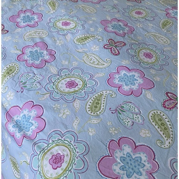 Pottery Barn Kids Duvet Cover Queen 90x88 Floral Butterflies Multicolor Romantic - Picture 1 of 6